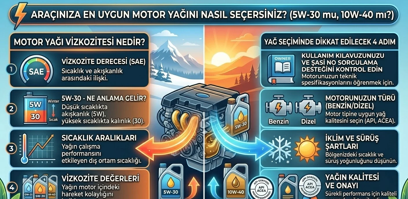 Aracınıza En Uygun Motor Yağını Nasıl Seçersiniz? (5W-30 mu, 10W-40 mı?)
